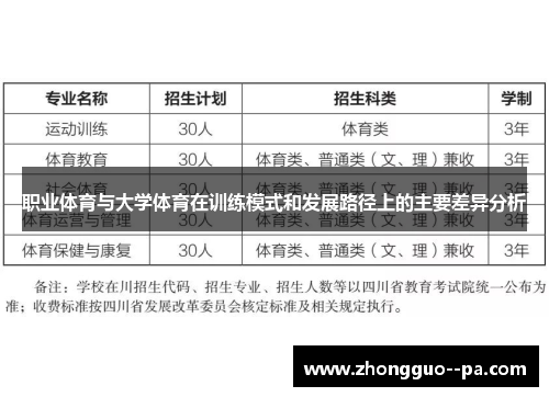 职业体育与大学体育在训练模式和发展路径上的主要差异分析